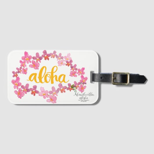 Aloha Bold Orchid Lei Bag Label - Wit Bagagelabel (Voorkant (horizontaal))