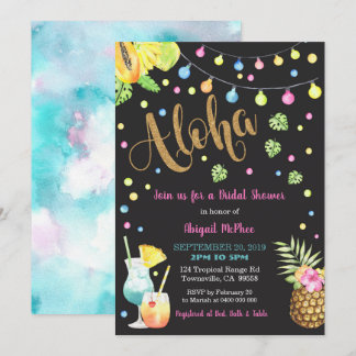 Aloha Bridal Shower Invitation, Hawaiian Luau Kaart