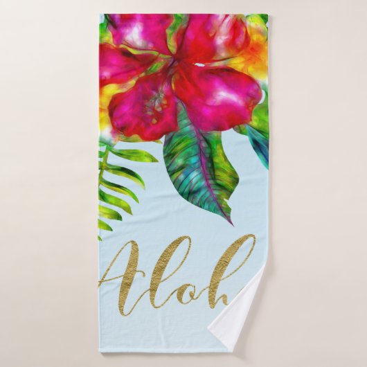 Aloha Bright Electric Pop Tropical Floral (Serviette de bain)
