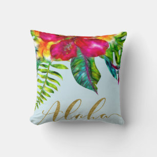 Aloha Bright Electric Pop Tropical Floral Kussen