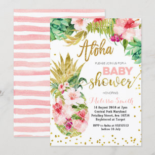 Aloha CACTUS Pineapple baby shower Uitnodigingskaa Kaart