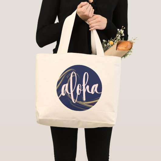 Aloha Canvas tas Dark Blue Gold met Kai Ocean-them (Voorkant (product))