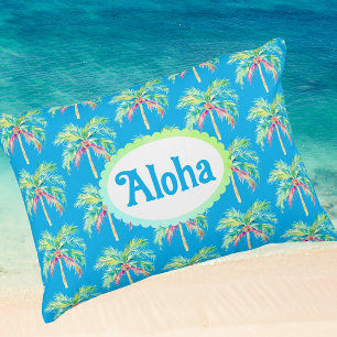 Aloha Caribische Blauwe Tropische Palmboom Accent Kussen