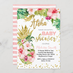 Aloha carte d'invitation de baby shower d'ananas