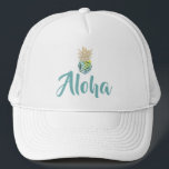 Aloha casquette tropical de camionneur d'ananas<br><div class="desc">Aloha casquette tropical de camionneur d'ananas d'aquarelle</div>