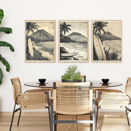 Aloha Coast – Retro Hawaii Travel  Muurkunst Sets