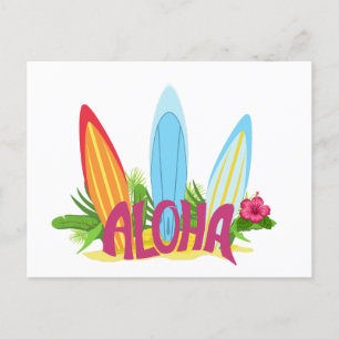 Aloha Cool Surfing Boars op de strand Briefkaart