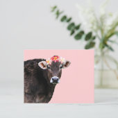 Aloha Cow, Lei, Pink Summertime Fun Briefkaart (Staand voorkant)