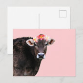Aloha Cow, Lei, Pink Summertime Fun Briefkaart (Voorkant / Achterkant)