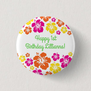 Aloha Cute Hawaiian 1e verjaardag Ronde Button 3,2 Cm