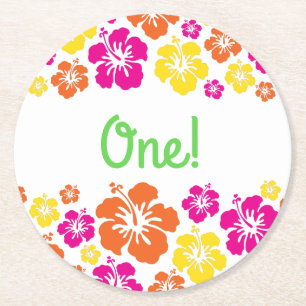 Aloha Cute Hawaiian Kind Birthday Party Ronde Kartonnen Onderzetter