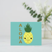 Aloha Cute Kawaii Pineapple Feestdagenkaart (Staand voorkant)