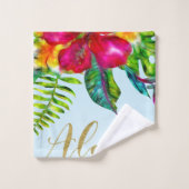 Aloha Électrique Pop Tropical Floral Clair (Gant de toilette)