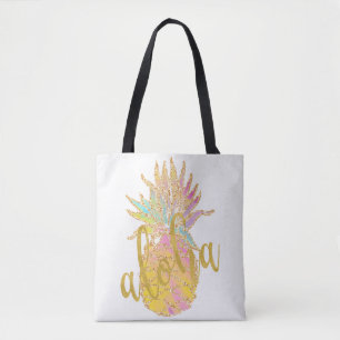 Aloha fancy faux goudglitter pastelananas draagtas