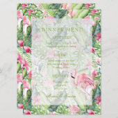 Aloha Flamingo Tropical Beach Wedding Menu (Voorkant / Achterkant)