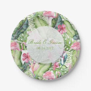 Aloha Flamingo Tropical Beach Wedding Papieren Bordje