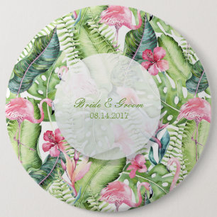 Aloha Flamingo Tropical Beach Wedding Ronde Button 6,0 Cm