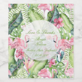Aloha Flamingo Tropical Beach Wedding Wijn Etiket (Enkel label)
