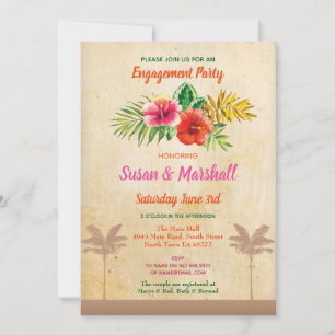 Aloha Floral Fiançailles Invitation Vintage Luau