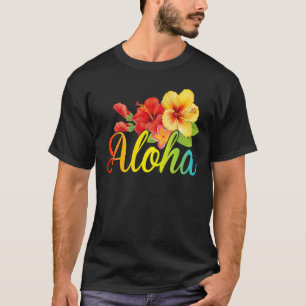 Aloha Flowers Hawaiian Hawaii Beach Luau Party T-shirt