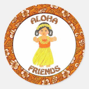 Aloha Friends ~ Hawaii ~ Stickers Fille Hawaiienne