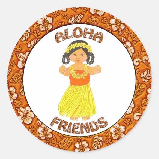 Aloha Friends ~ Hawaii ~ Stickers Fille Hawaiienne (Devant)