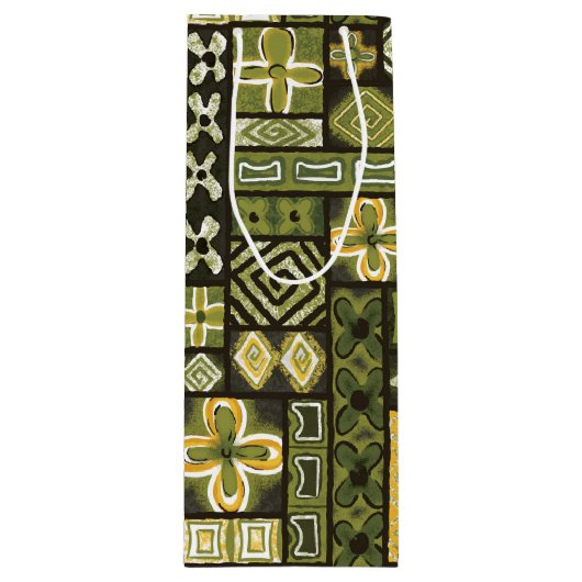 Aloha Gift Bag | Pua Green Wijn Cadeautas (Voorkant)