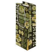 Aloha Gift Bag | Pua Green Wijn Cadeautas (Voorkant Gekanteld)