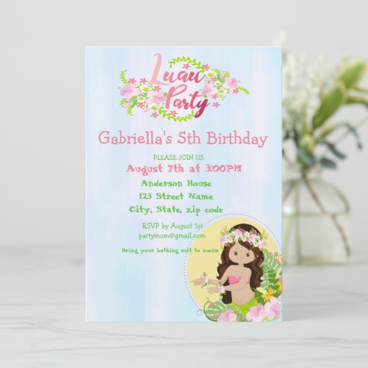 Aloha Girls Luau Anniversaire Fête Invitation (Debout devant)