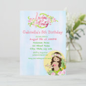 Aloha Girls Luau Verjaardagsfeestje Uitnodiging (Staand voorkant)