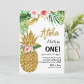 Aloha Gold Ananas Invitation premier anniversaire (Debout devant)
