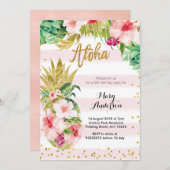 Aloha Gold Anniaphe Invitation Anniversaire Adulte (Devant / Derrière)