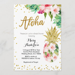 Aloha Gold Pineappy Bridal Shower Invitation