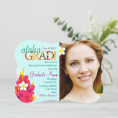 Aloha GRAD Graduation Luau Floral Party Invitation (Debout devant)