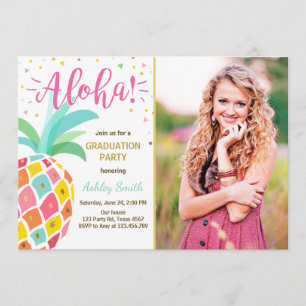 Aloha Graduation Party Invitation ananas hawaii