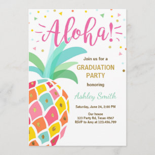 Aloha Graduation Party Invitation Pineapple hawaii