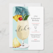 Aloha Green Pina Colada Cocktail Verjaardagsfeestj Kaart (Voorkant)