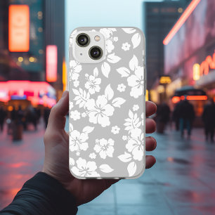 Aloha Grey Classic Hawaïaanse Hibiscus Print iPhone 13 Hoesje