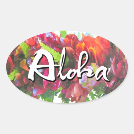 Aloha Haku Lei Ovale Sticker (Voorkant)