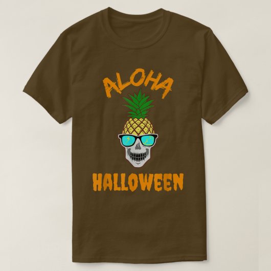 Aloha Halloween Cool Pineappel Skeleton w Sunglass T-shirt (Design voorkant)