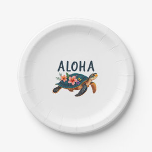 Aloha Hawaï Hawaïaans Hemd Schildpad Hibiscus Kind Papieren Bordje