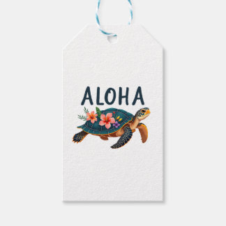 Aloha Hawaï Hawaïaans shirt Schildpad Hibiscus Kin Cadeaulabel