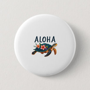Aloha Hawaï Hawaïaans shirt Schildpad Hibiscus Kin Ronde Button 5,7 Cm