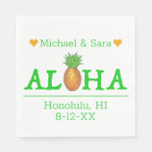 Aloha Hawaï Hawaiaanse Ananas Eiland Bruiloft Servet (Voorkant)