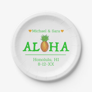 Aloha Hawaï Hawaiaanse Ananas Eiland Trouwdag Papieren Bordje