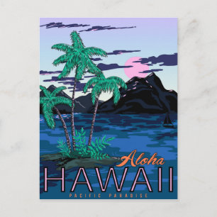 Aloha Hawaï, pacifisch paradijs, vintage, reizen Briefkaart