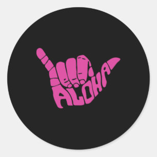 Aloha Hawaï Palmboom Hawaiaans Eiland Strand Surfe Ronde Sticker