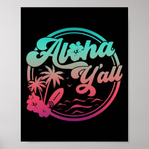 Aloha Hawaï Palmboom Tropisch Hawaï Eiland Be Poster