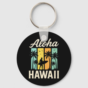 Aloha Hawaï - Surfen Strand Palmboom Zonsondergang Sleutelhanger
