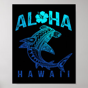Aloha Hawaï Tril Shark Polynesische Hawaïaanse Str Poster